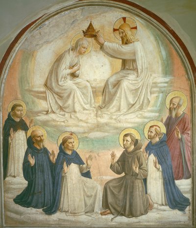 The Coronation of the Virgin, with Saints Thomas, Benedict, Dominic, Francis, Peter the Martyr and Paul, 1442 by Fra Angelico